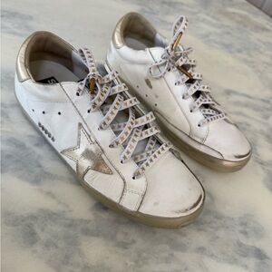 Golden Goose White and Gold SuperStar women’s sneakers size 40